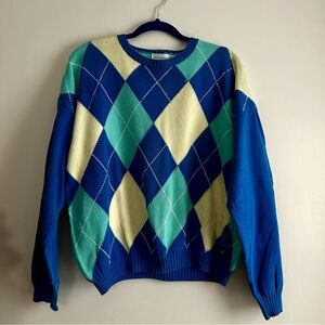 Vintage 80s Benetton Argyle‎ Pattern Sweater